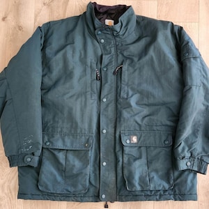 Carhartt Green Quilt Lined Parka Chore Barn Work Kugelfisch Winterjacke Jagd 3XL