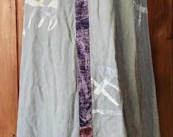 Kusnadi NY Boho Art to Wear Lagenlook Abstrakt Ärmellos Handmade Maxi Kleid L