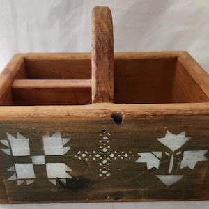 VTG Rustic Primitive Farmhouse Hand Crafted Wooden Organizer Box Basket Handle