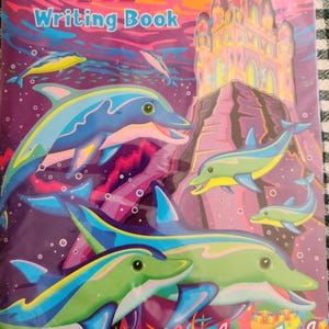 Vintage Lisa Frank Pop Art Writing Book Stickers Dolphins FantaSea Castle NEW