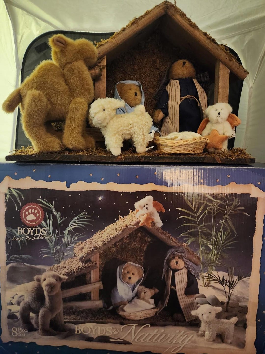 Vintage Boyds Bears Plush Nativity Set 8 Pc Christmas Complete Set