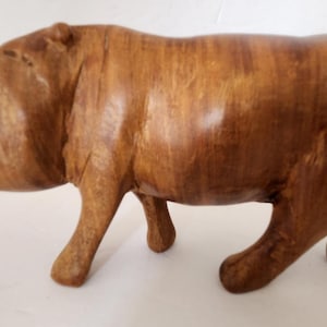 Vtg Hand Carved Wood African Hippo Hippopotamus Figurine Sculpture Open Mouth 8&quot;