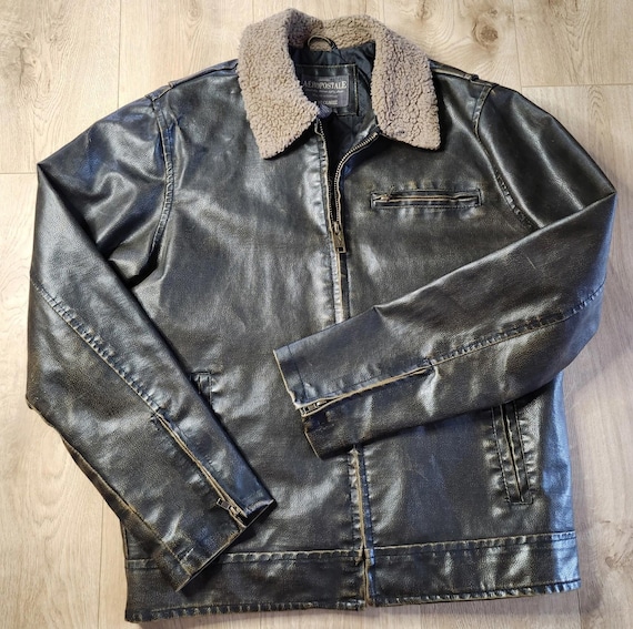 VTG Aeropostale Men Bomber Faux Leather Jacket Y2K Sherpa Top Gun