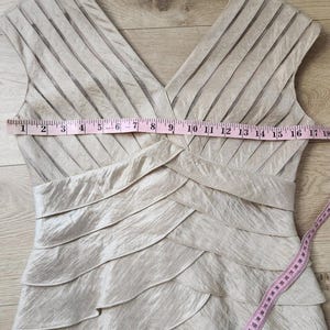 VTG Adrianna Papell Gold Metallic Tiered Ruffle Sleeveless Mermaid Maxi Dress 6 image 14