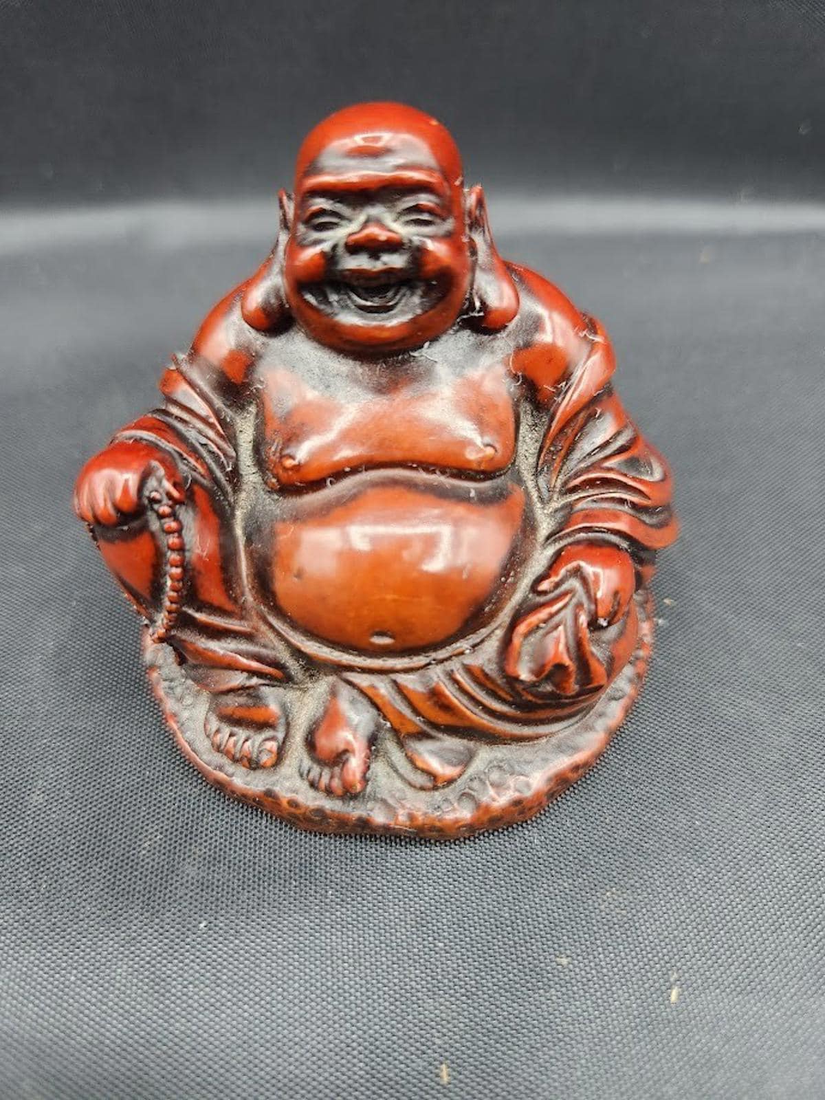 VTG Red Resin Laughing Buddha Feng Shui Prosperity Wealth