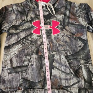 Under Armour Hoodie Womens Brown Pink Mossy Oak Camo Sweatshirt Pullover Large image 9