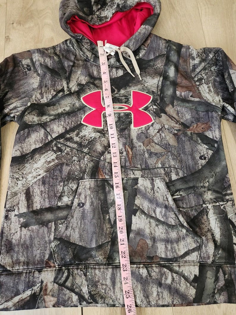 Under Armour Hoodie Womens Brown Pink Mossy Oak Camo Sweatshirt Pullover Large image 9
