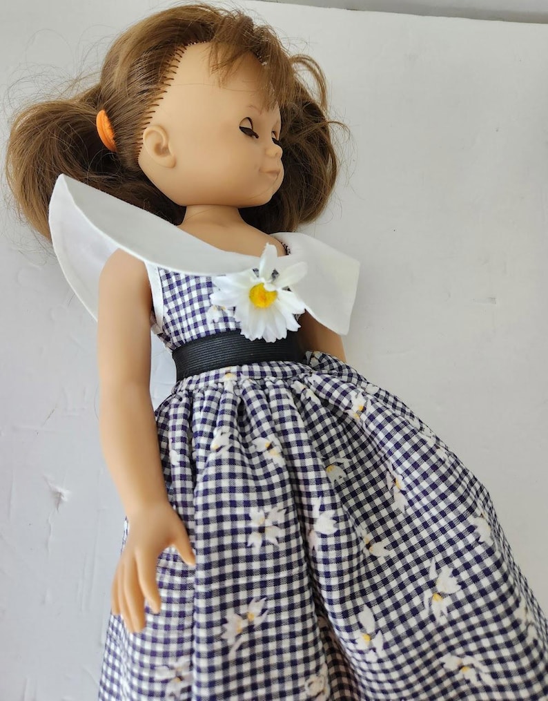 Muñeca GOTZ Puppe Puppenfabrik Alemania, cuerpo de vinilo, 18", cabello castaño y ojos soñolientos, caja imagen 8
