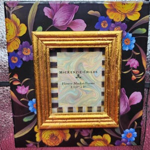 Cadre photo Mackenzie Childs, noir et pourpre, marché aux fleurs, 2,5 x 3 po., cadre 6 x 6 po. image 3