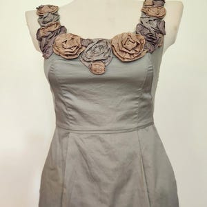 YOANA BARASCHI Anthropologie Coquette In the Wings Gray Floral Neck Y2K Dress 0 image 3