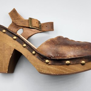 VTG Free People Brown Leather Strappy Slingback Ankle Strap Hippie Heels Size 7 image 14