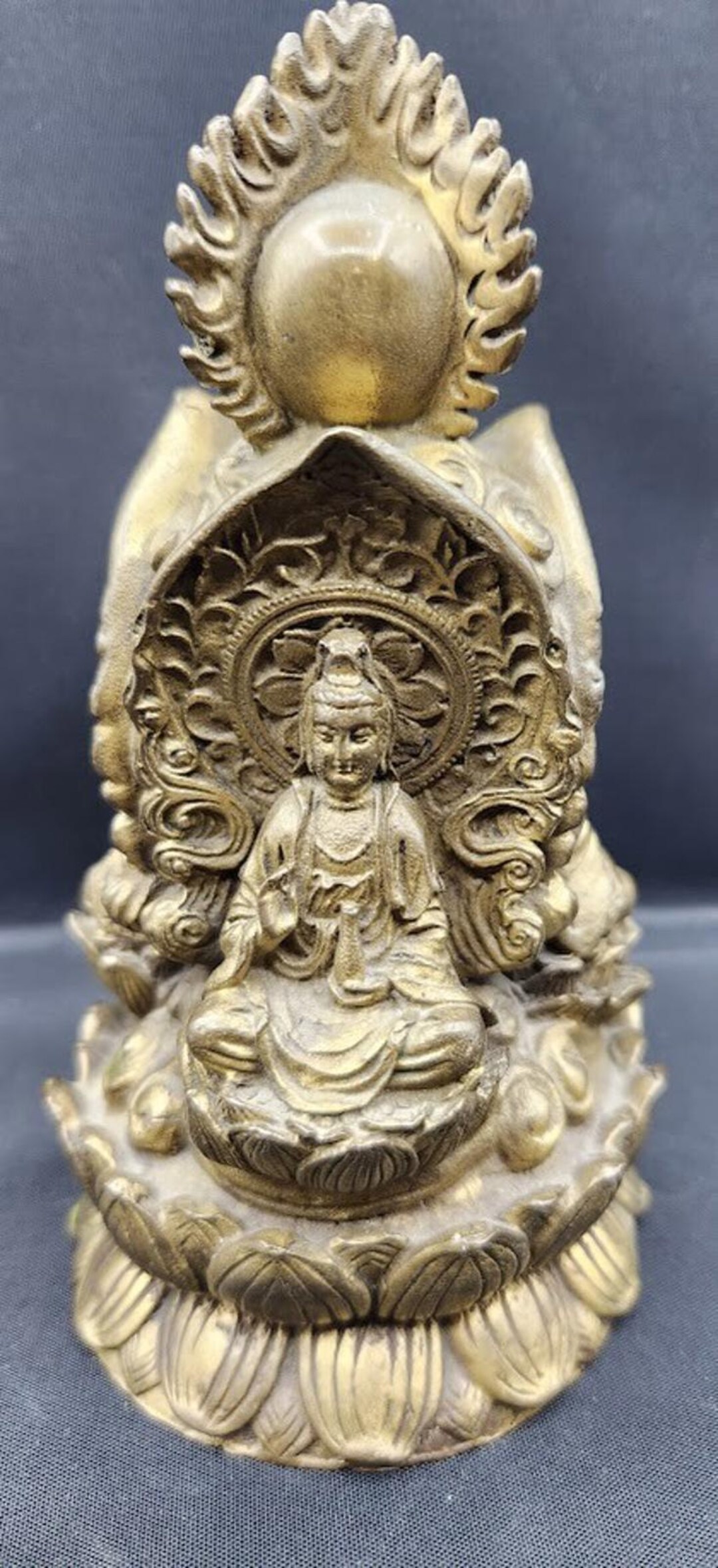 6インチ チベットブロンズ真鍮金箔仏教三面聖人仏像彫刻 - Etsy 日本