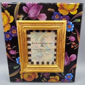 Cadre photo Mackenzie Childs, noir et pourpre, marché aux fleurs, 2,5 x 3 po., cadre 6 x 6 po. image 2