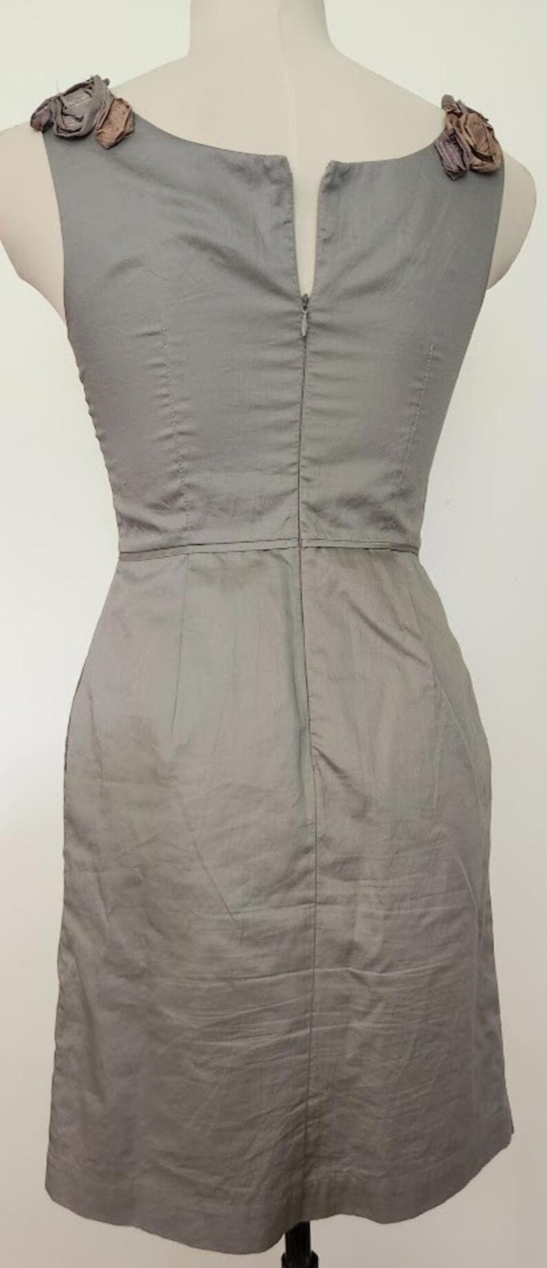 YOANA BARASCHI Anthropologie Coquette In the Wings Gray Floral Neck Y2K Dress 0 image 7