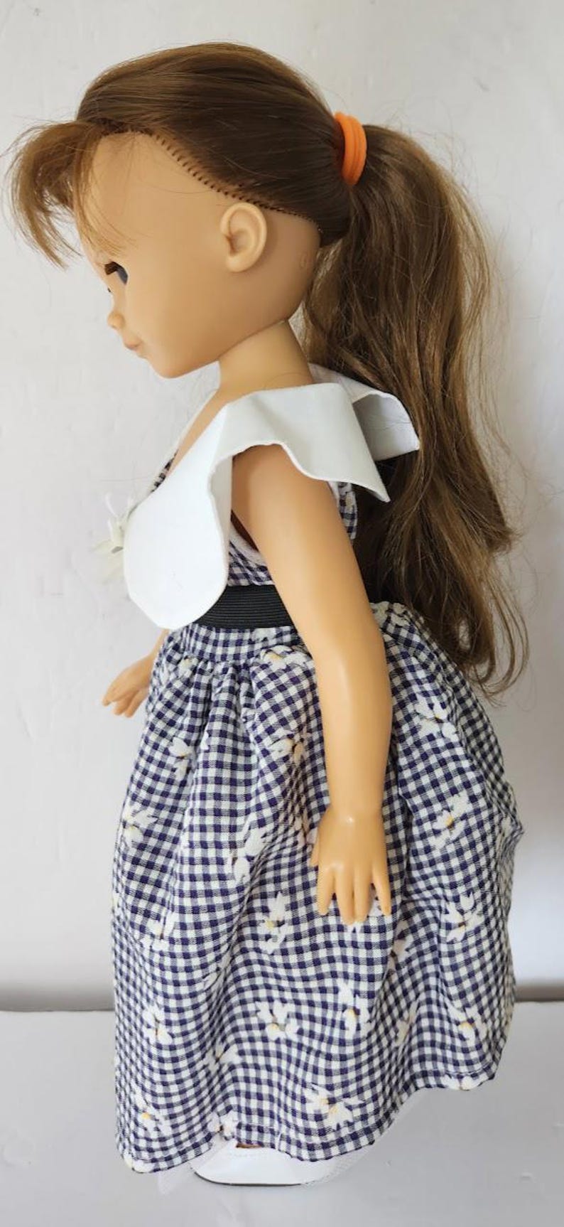 Muñeca GOTZ Puppe Puppenfabrik Alemania, cuerpo de vinilo, 18", cabello castaño y ojos soñolientos, caja imagen 6