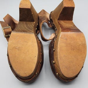 VTG Free People Brown Leather Strappy Slingback Ankle Strap Hippie Heels Size 7 image 11