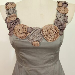 YOANA BARASCHI Anthropologie Coquette In the Wings Gray Floral Neck Y2K Dress 0 image 2