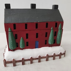 Dept 56 Red Saltbox Primitive House Hinged Trinket Box w/22 Ornaments RARE!