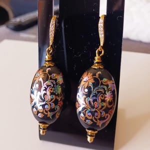 Black Tensha Bead Earrings