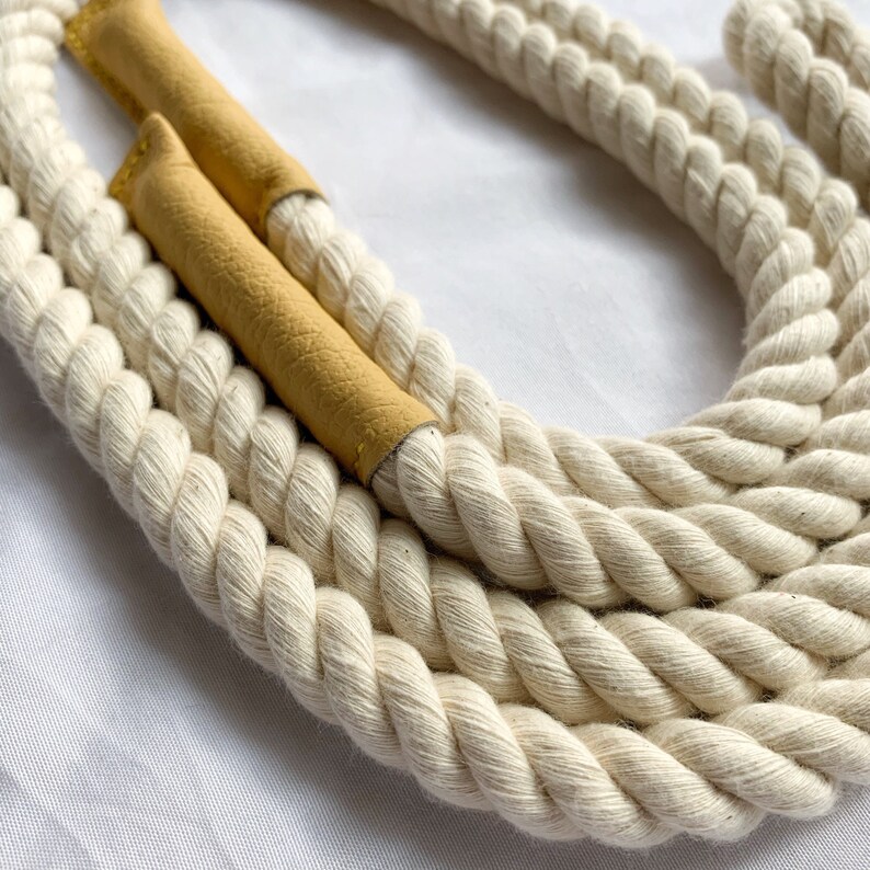Twisted Rope Belt, Cream White Belt Rope + Yellow Leather Detail ...