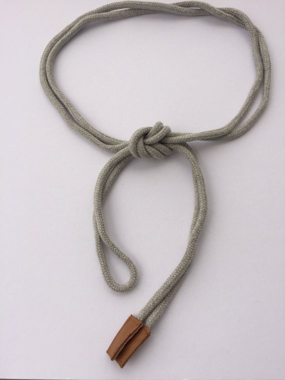 Gray Rope Belt With Brown Leather Detail, Overlong Stylish  display picture 1