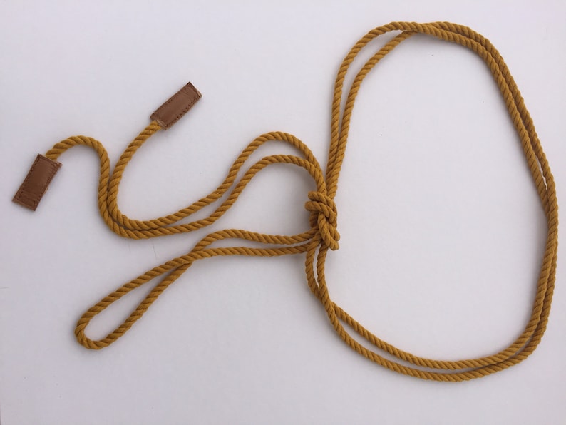 Mustard Rope Belt Yellow Nautical Belt leather Detail Etsy