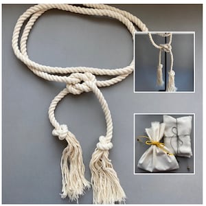 Rope Belt with tassel Ends. Organic cotton cord belt.