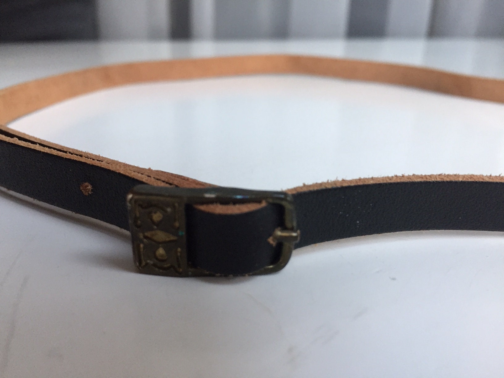 Vintage brown Leather Belt Waist Belt Thin belt Gift for her | Etsy