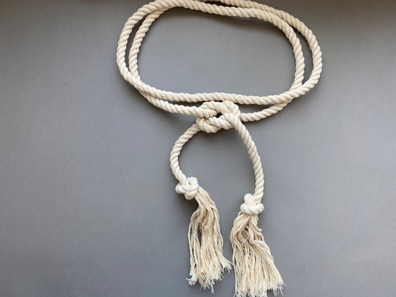 Rope Belt With Tassel Ends. Organic Cotton Cord Belt. Etsy