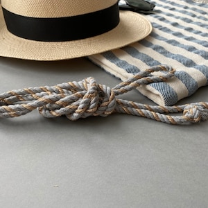 Grey shiny Rope Belt, Nautical Belt rope, Stylish belt, Christmas present, super long Rope belt, Knot Rope Belt, Summer belt, Unisex belt