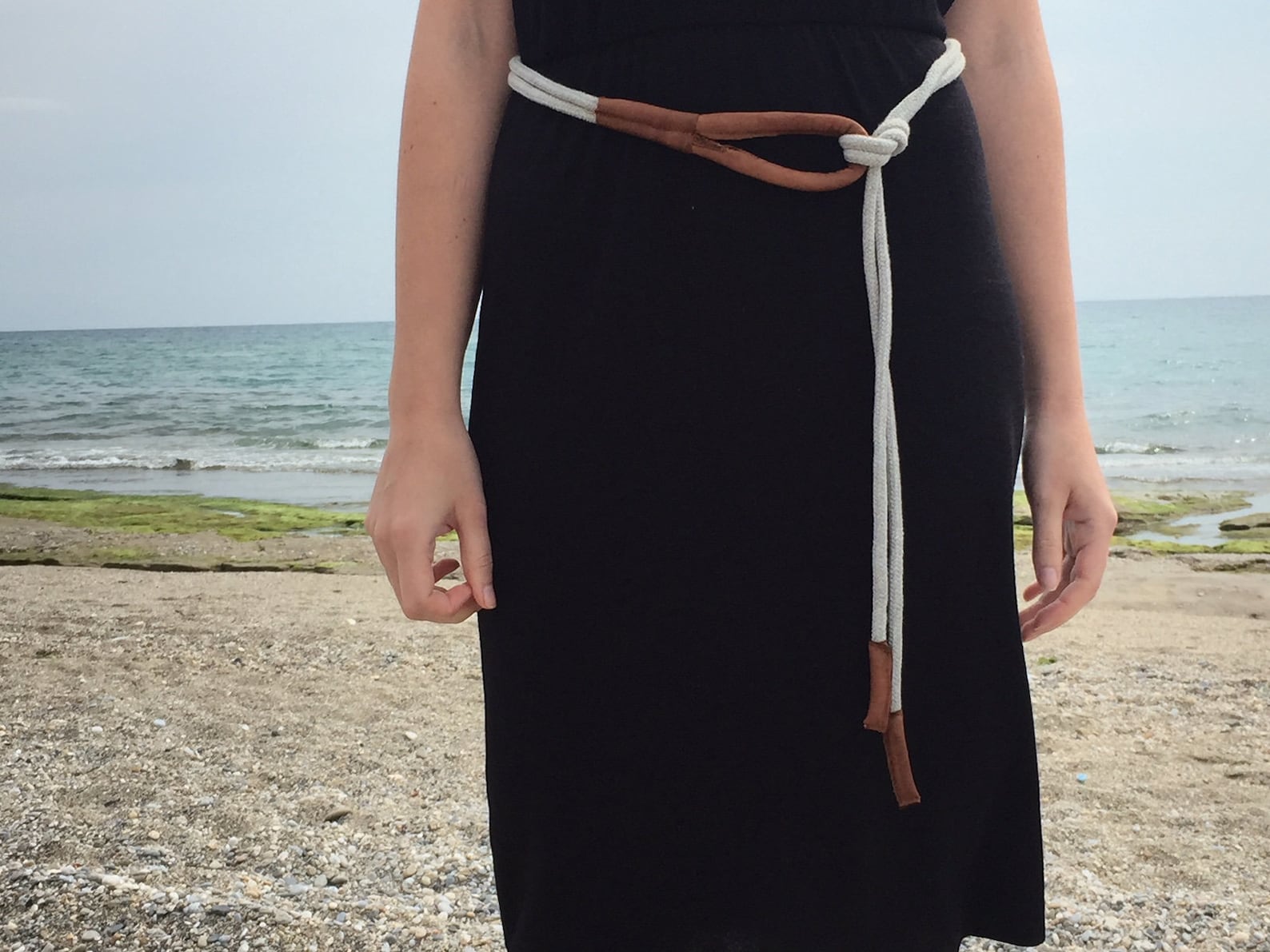 Gray Belt Rope + Leather Detail, Nautical Rope Belt, Leather Belt ...