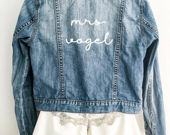 Veste en denim Mrs./Bride personnalisée