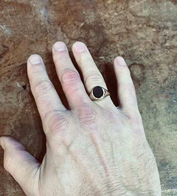 Onyx Signet Ring Gold Mens Traditional Classic An Gem