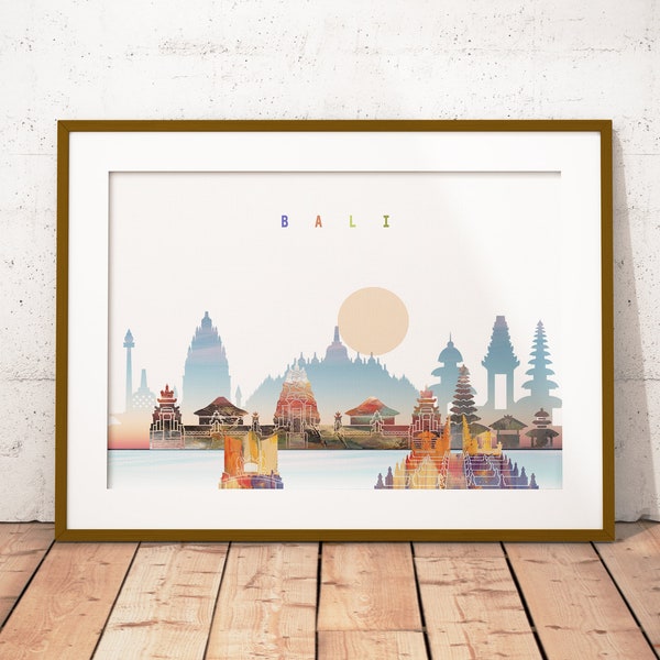 Bali Print, Skyline Art Print, Poster, Modern Wall Art, New Home, Housewarming Gift, Digital Download