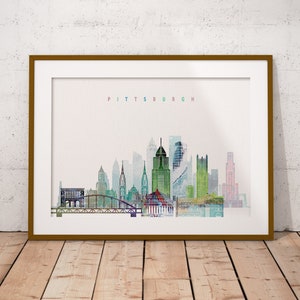 Pittsburgh Skyline Art Print, Poster, Modern Wall Art, New Home, Housewarming Gift, Digital Download