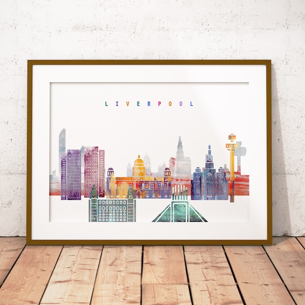 Liverpool Print, Skyline Watercolor Art Print, Poster, Modern Wall Art, New Home, Housewarming Gift, Digital Download