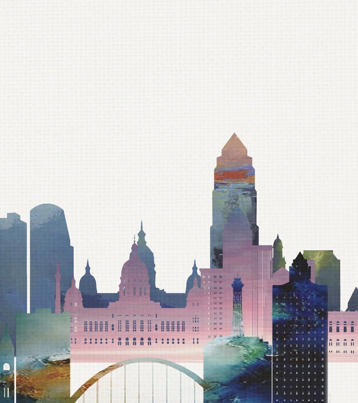 Des Moines Skyline Art Print Poster Modern Wall Art New Etsy