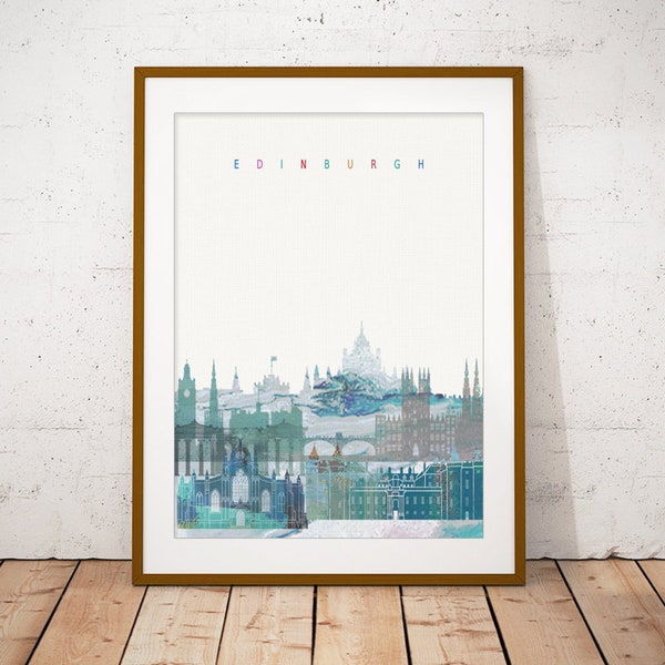 Impression d’edinburgy, Skyline art print, affiche, art mural moderne, nouvelle maison, cadeau de pendaison de crémaillère, téléchargement numérique