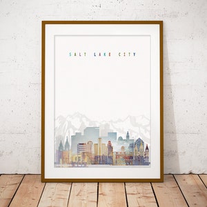 Salt Lake City Print, Skyline Art Print, Poster, Modern Wall Art, New Home, Housewarming Gift, Digital Download
