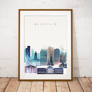 Nashville Print, Skyline Art Print, Poster, Modern Wall Art, New Home, Housewarming Gift, Digital Download