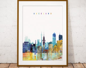 Auckland Print, Skyline Art Print, Poster, Modern Wall Art, New Home, Housewarming Gift, Digital Download