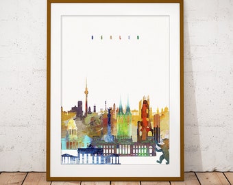 Berlin Skyline Art Print, Poster, Modern Wall Art, New Home, Housewarming Gift, Digital Download