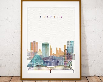 Memphis Skyline Art Print, Poster, Modern Wall Art, New Home, Housewarming Gift, Digital Download