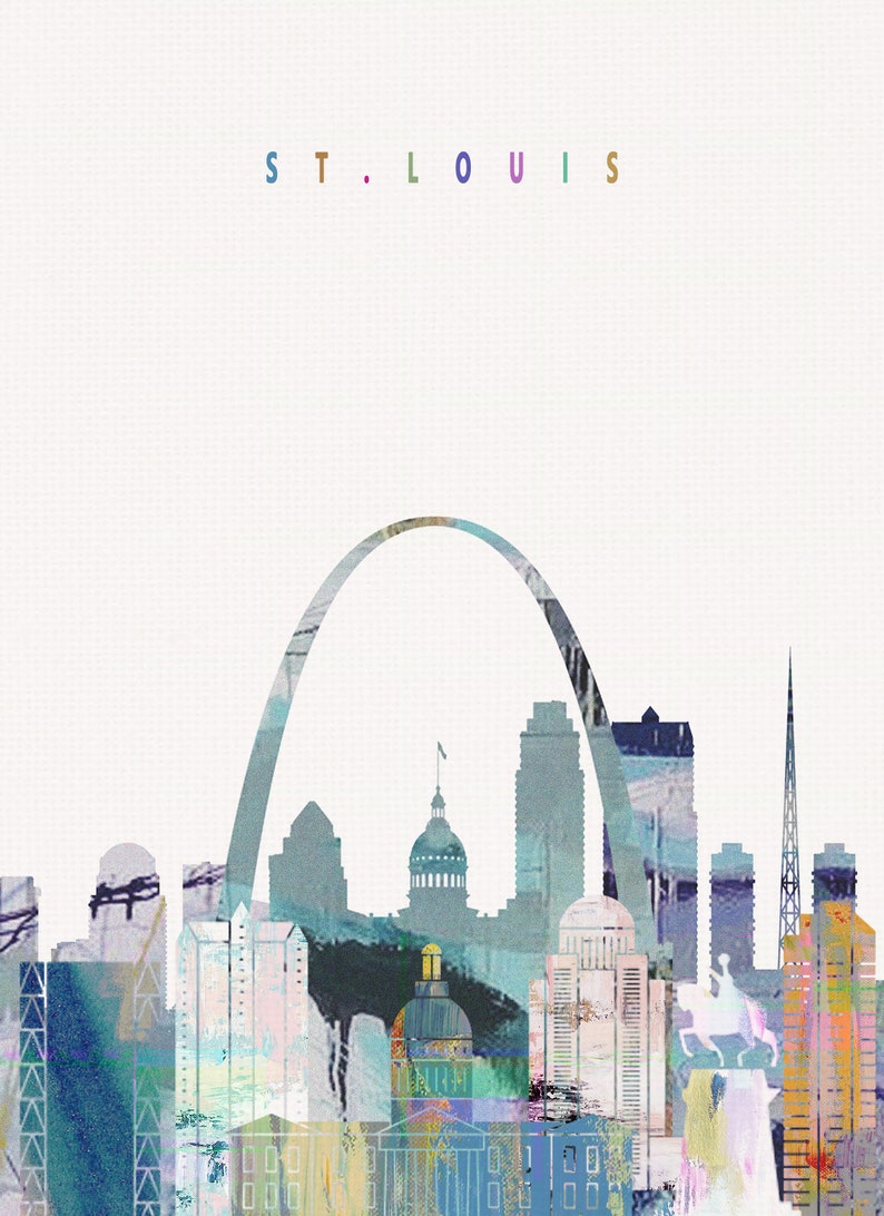 St. Louis Print Skyline Art Print Poster Modern Wall Art - Etsy