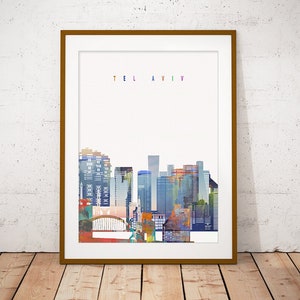 Tel Aviv Skyline Art Print, Poster, Modern Wall Art, New Home, Housewarming Gift, Téléchargement numérique