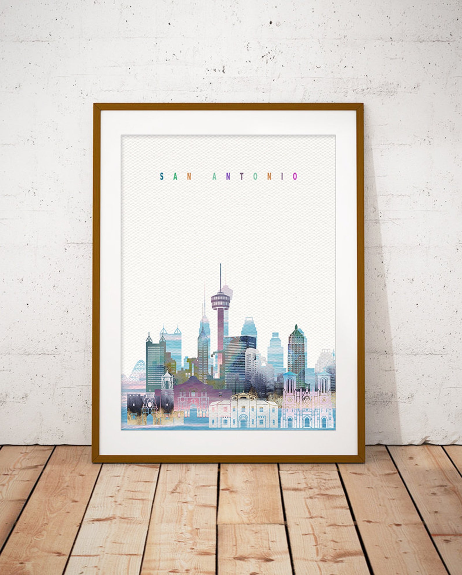 San Antonio Print Skyline Art Print Poster Modern Wall Art Etsy