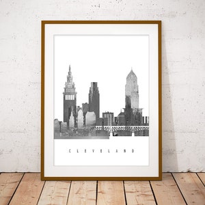 Cleveland Black & White Print, Skyline Art Print, Poster, Modern Wall Art, New Home, Housewarming Gift, Digital Download