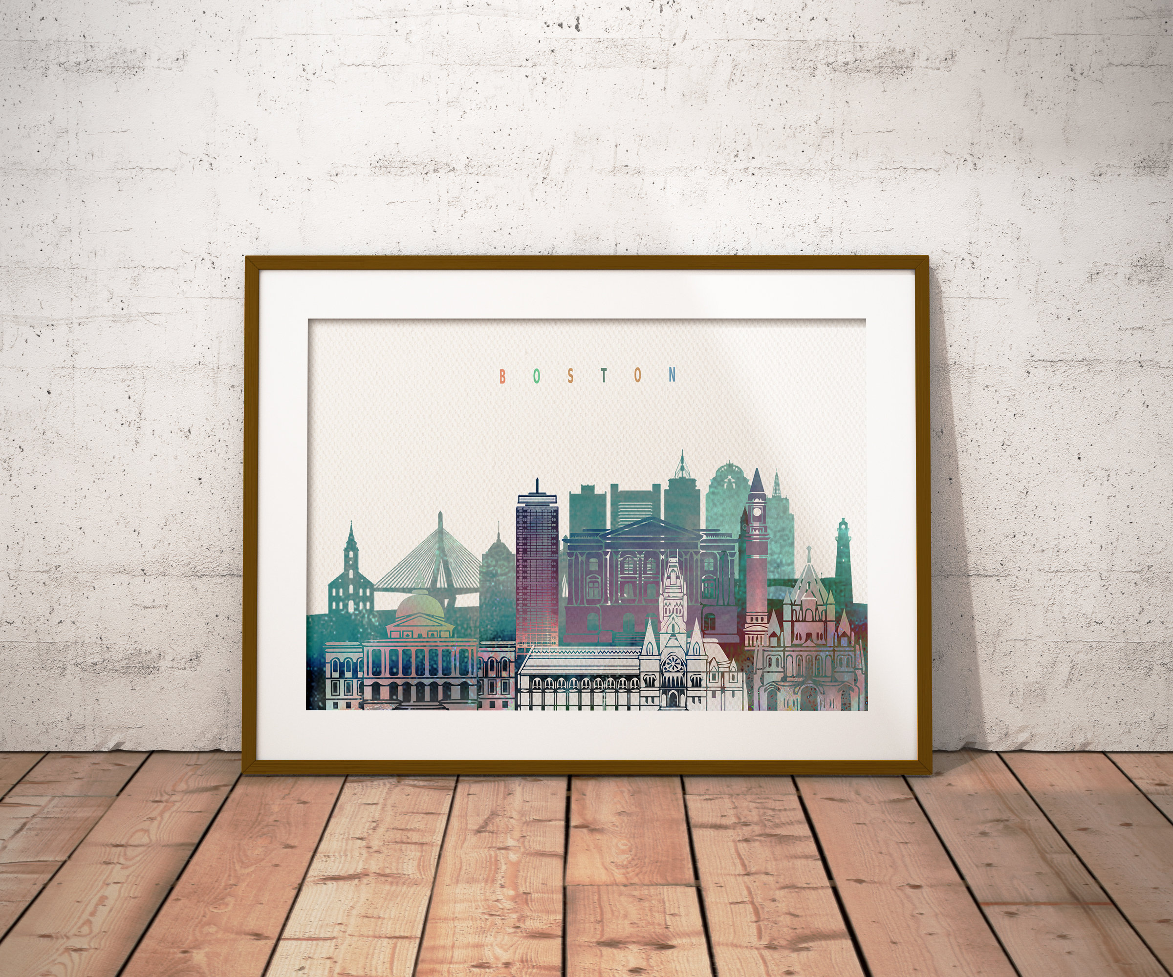Boston Print Skyline Art Print Poster Modern Wall Art New Etsy