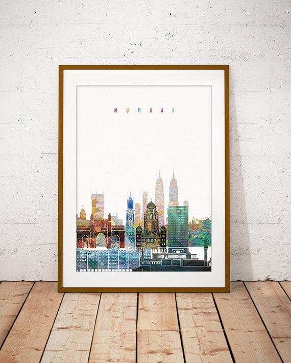 Mumbai Skyline Art Print Poster Modern Wall Art New Home | Etsy