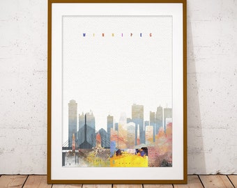 Winnipeg City Print, Skyline Art Print, Poster, Modern Wall Art, New Home, Housewarming Gift, Digital Download